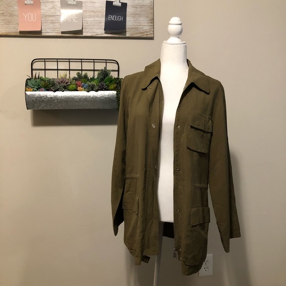Go Silk Olive Green Trench / Utility Jacket - Picture 3 of 9